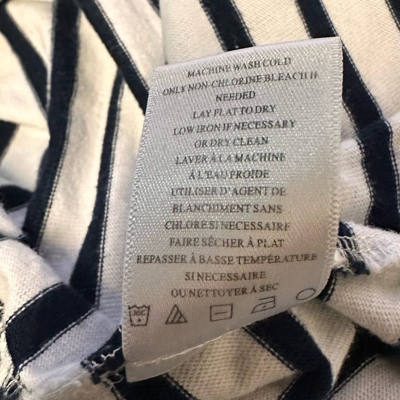 A.L.C. 100% cotton Navy & White Nautical Stipe Bateau Neck 3/4 Sleeve Dress US L - Picture 9 of 9